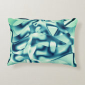 湾曲した緑がかった青の形状、派手なシアン色 アクセントクッション (裏面)