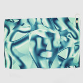 湾曲した緑がかった青の形状、派手なシアン色 ゴルフタオル (横)