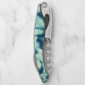 湾曲した緑がかった青の形状、派手なシアン色 ソムリエナイフ (裏面)