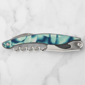 湾曲した緑がかった青の形状、派手なシアン色 ソムリエナイフ (裏面)