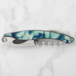 湾曲した緑がかった青の形状、派手なシアン色 ソムリエナイフ