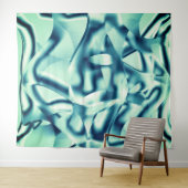 湾曲した緑がかった青の形状、派手なシアン色 タペストリー (インサイチュ(横))