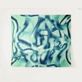 湾曲した緑がかった青の形状、派手なシアン色 タペストリー (正面(横))