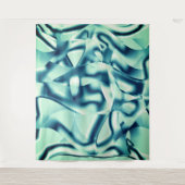 湾曲した緑がかった青の形状、派手なシアン色 タペストリー (正面)