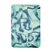 湾曲した緑がかった青の形状、派手なシアン色 バスマット (正面縦)