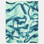 湾曲した緑がかった青の形状、派手なシアン色 フリースブランケット (正面)