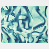 湾曲した緑がかった青の形状、派手なシアン色 フリースブランケット (正面(横))