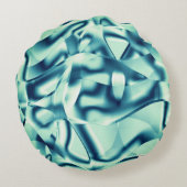 湾曲した緑がかった青の形状、派手なシアン色 ラウンドクッション (裏面)