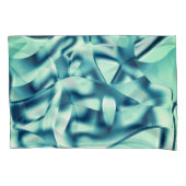 湾曲した緑がかった青の形状、派手なシアン色 枕カバー (正面左)