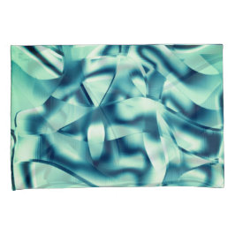 湾曲した緑がかった青の形状、派手なシアン色 枕カバー