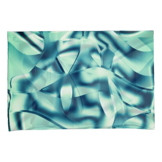 湾曲した緑がかった青の形状、派手なシアン色 枕カバー (正面右)