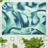 湾曲した緑がかった青色の形状、派手なシアン色のトーンいくつか キッチンタオル (折り畳み)