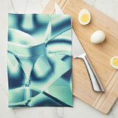 湾曲した緑がかった青色の形状、派手なシアン色のトーンいくつか キッチンタオル (四つ折り)