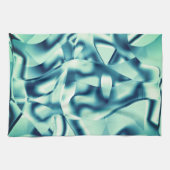 湾曲した緑がかった青色の形状、派手なシアン色のトーンいくつか キッチンタオル (横)