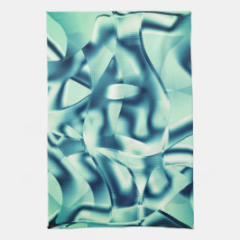 湾曲した緑がかった青色の形状、派手なシアン色のトーンいくつか キッチンタオル