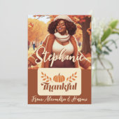 湾曲した黒人感謝のギフトカードホルダー 招待状 (スタンド正面)
