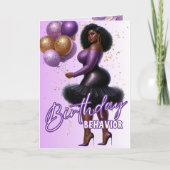 湾曲グラムアフリカンアメリカンウィメンパープル誕生日 カード (正面)