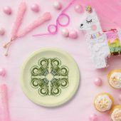 湾曲グリーンレトロ ペーパープレート (パーティー)