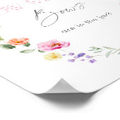 湾曲数ピンクフローラ赤ちゃんシャワー ポスター (角)