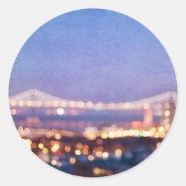 湾橋白熱-サンフランシスコのステッカー ラウンドシール