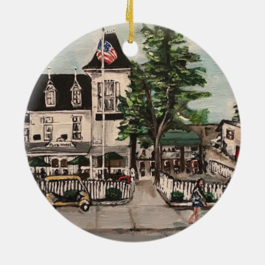 "湾置のの公園ホテル"の円のオーナメント セラミックオーナメント (裏面)
