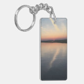 湾-両面のKeychainの長方形上の日没 キーホルダー (正面左)