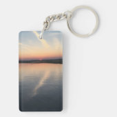湾-両面のKeychainの長方形上の日没 キーホルダー (裏面)