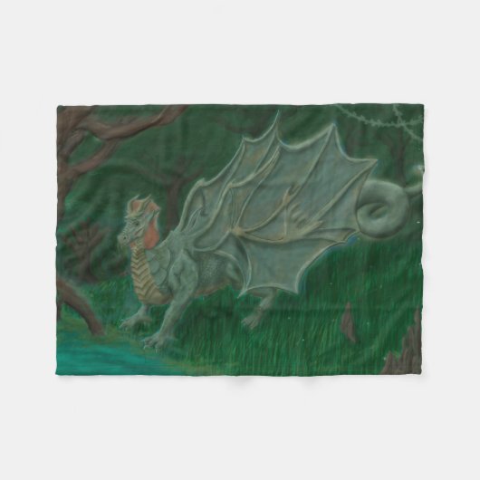湿ドラゴン フリースブランケット (正面(横))