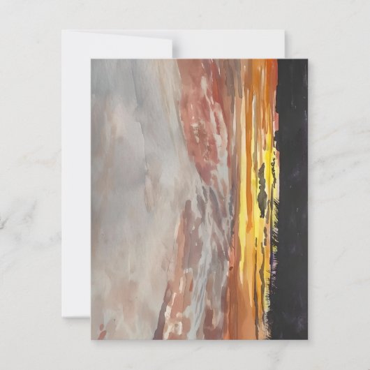 湿原の水彩に沈む夕日 シーズンカード (正面)