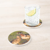 湿地に丸太の木のアヒルと女性 コースター (側面)