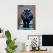 湿地に生息する強力なヒポタマス ポスター (ホームオフィス)