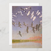 湿地に飛んでいるイビスの群れヴィンテージ (正面/裏面)