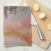 湿地に飛んでいるイビスの群れヴィンテージ キッチンタオル (四つ折り)