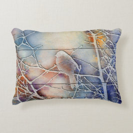 湿地のシルエット化した鳥 アクセントクッション