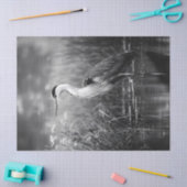 湿地のヘロンの黒と白のデコパージュ 薄葉紙 (クラフト)