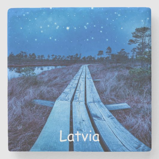 湿地の夜 ストーンコースター (正面)