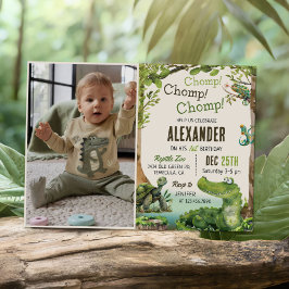 湿地の爬虫類1歳誕生日パーティーの写真 招待状