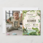 湿地の爬虫類1歳誕生日パーティーの写真 招待状 (正面)