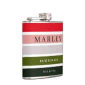 湿地グリーンパーソナライズされたブライドメイドスキットル フラスク (右)