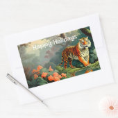 湿地フォレストワイルドライフタイガーヴィンテージ 長方形シール (封筒)