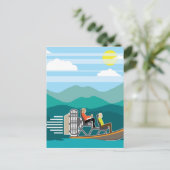 湿地ボートに乗るエアボート ポストカード (スタンド正面)