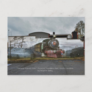 湿地ラビットトレインのホイッスルストップカフェで壁画 ポストカード