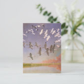 湿地帯のト飛んでいるキの群れとヴィンテージ鳥 ポストカード (スタンド正面)