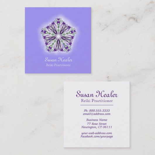 満ちている霊気のヨガエネルギー治療師ライト スクエア名刺 (正面/裏面)