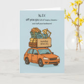 満員おもしろいのカースクールで大学へカスタム向かう カード (黄色い花)