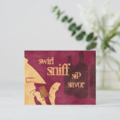 満喫のワインの郵便はがき ポストカード (スタンド正面)