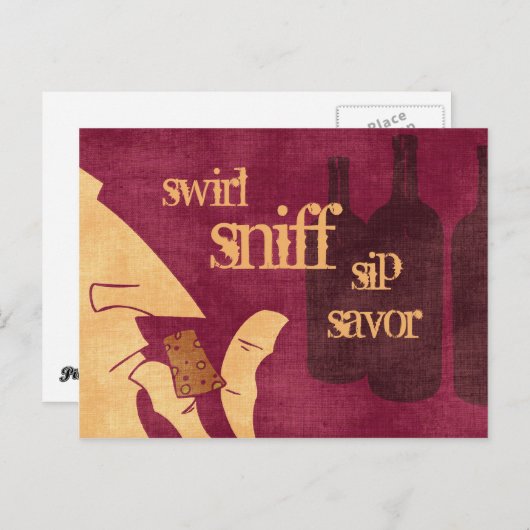 満喫のワインの郵便はがき ポストカード (正面/裏面)