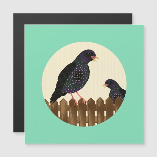 満天の園鳥が柵の上に座った (正面/裏面)