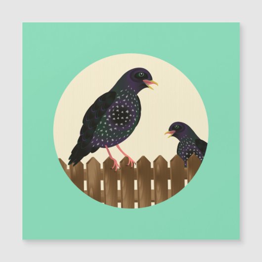 満天の園鳥が柵の上に座った (正面)