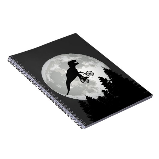 満月おもしろい付き自飛んでいる転車のTレックス ノートブック (右側)